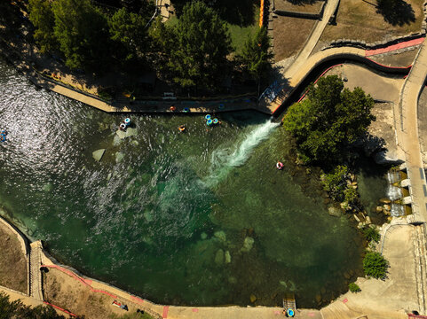 The Comal River Tube Chute in New Braunfels, Texas USA
