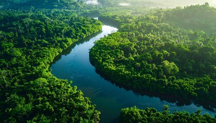River Serpentine A Verdant Landscape with a Winding River