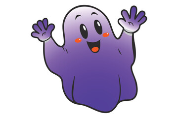 Friendly ghost waving hand vector illustration
