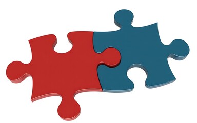 Obraz premium Connected puzzle pieces isolated on white background