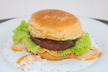 Extreme Close-Up of Gourmet Beef Burger Patty