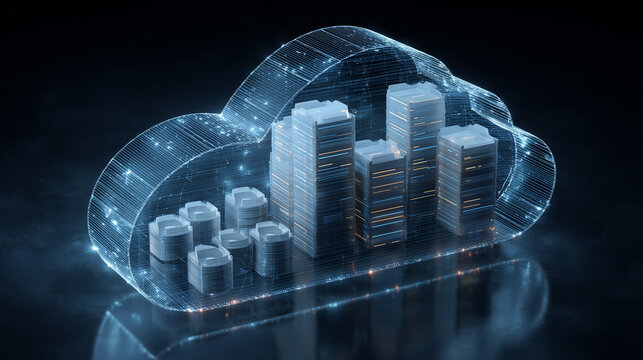 Cloud Storage Icon - Transparent Digital Network Symbol for Cloud Computing Concepts