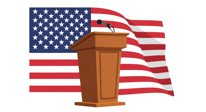 American Politics Podium with Flag. style inspiration illustration concept design creative background style inspiration