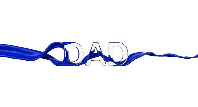 Dynamic Father's Day design with 'DAD' text intertwined with vibrant blue paint splash. Perfect for cards, banners, and social media. Celebrate paternal love and appreciation.