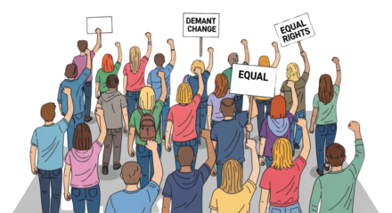 Diverse Crowd Protesting for Equality and Change. illustration concept design creative background style inspiration