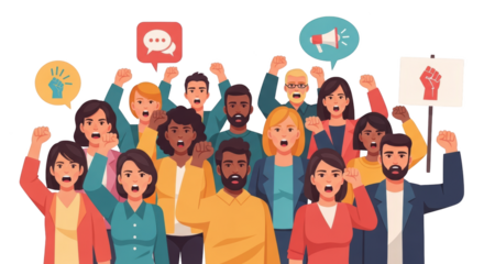 Diverse Crowd Protesting for Social Justice. inspiration illustration concept design creative background style inspiration