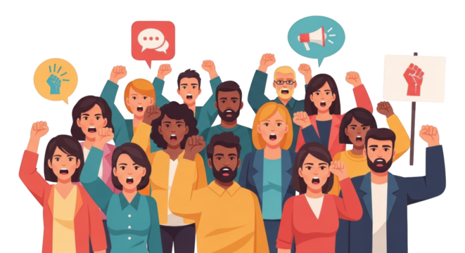 Diverse Crowd Protesting for Social Justice. inspiration illustration concept design creative background style inspiration - Powered by Adobe