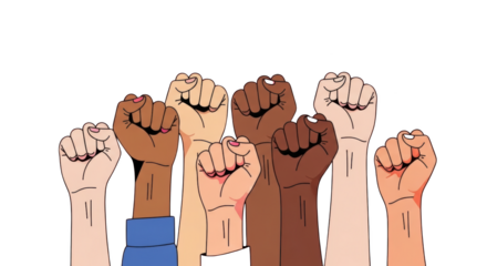 Diverse Fists Raised in Unity and Solidarity . concept design creative background style inspiration