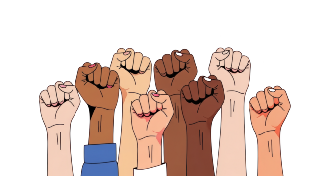 Diverse Fists Raised in Unity and Solidarity . concept design creative background style inspiration