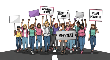 Diverse group of women protesting for rights and equality. design creative background style inspiration