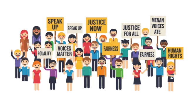 Diverse Group Protesting for Equality and Justice. illustration concept design creative background style inspiration