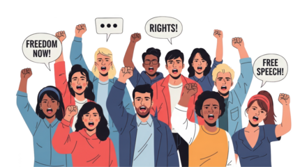 Diverse Group Protesting for Rights . inspiration illustration concept design creative background style inspiration