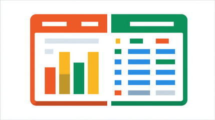 Modern Spreadsheet Icon Flat Design UI Element for Digital Interfaces