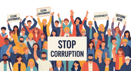 Protest Against Corruption Demand Reform. style inspiration illustration concept design creative background style inspiration