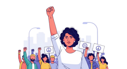 Protestors Rallying for Equality and Peace. inspiration illustration concept design creative background style inspiration
