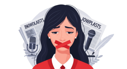 Silenced Journalist Woman Freedom of Speech Denied. illustration concept design creative background style inspiration