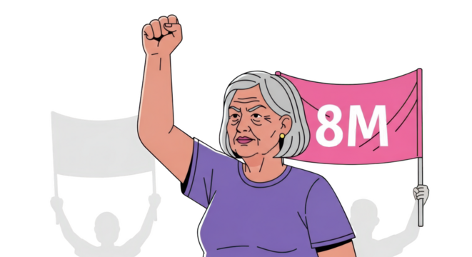 Woman Holding M Flag International Womens Day Protest. concept design creative background style inspiration