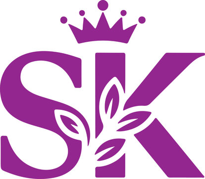 Elegant purple sk monogram with crown and floral accents perfect for transparent background applications isolated on transparent background