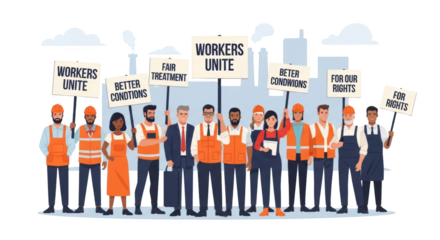 Workers Unite for Better Rights. style inspiration illustration concept design creative background style inspiration