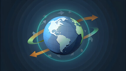 Global Trade Circulation Exchange Concept with World Map Modern Globe Illustration Digital Networking Across Earth