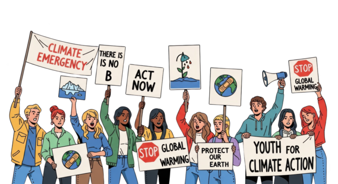 Youth Climate Change Protest Illustration. style inspiration illustration concept design creative background style inspiration