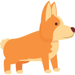 Cartoon Corgi Dog Standing Still In Profile View Against A White Background And Transparent Background