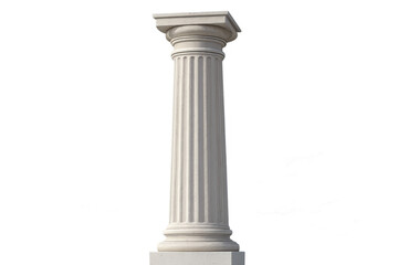 White fluted doric column featuring ancient roman architecture details on solid stone structure