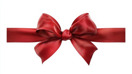 a red ribbon with a bow on a transparent background