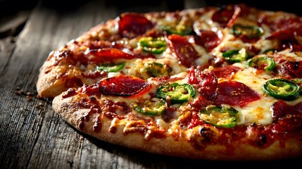 Fiery Italian Gourmet Pizza Food Photography with Rich Texture