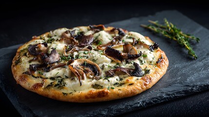 Elegant Restaurant Style Italian Pizza with Truffle and Herbs