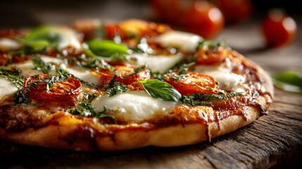 Freshly Baked Margherita Pizza Close-Up with Melting Cheese and Crispy Crust