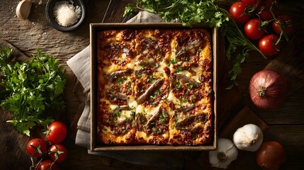 Gourmet Sicilian Style Pizza for Restaurant Menu and Advertising