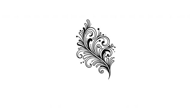 Elegant Black and White Floral Swirl Design on a Clean Background.