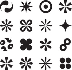 Fototapeta premium Diverse collection of abstract geometric shapes and symbols for design projects and artistic creations offering unique visual elements isolated on transparent background