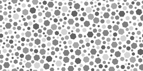 Seamless hexagon pattern Abstract gray monochrome geometric background Random messy vector mosaic texture