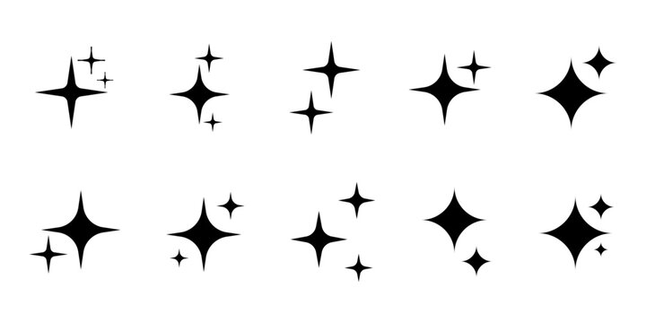Shine Star Icon Set Ai Generated Symbol Glitter Sparkle Glow Effect Vector Collection for Design Elements