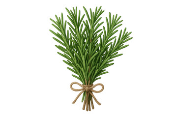 Fototapeta premium Rosemary bunch tied with jute string, fresh green herb for cooking and seasoning, isolated with transparent background