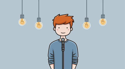 Person speaking with light bulbs overhead illustration
