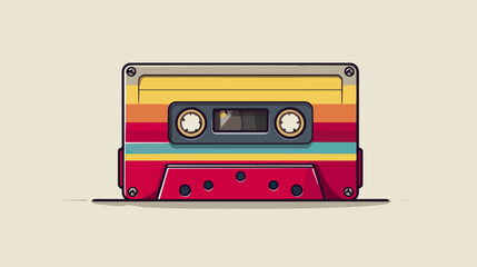 Retro cassette tape illustration colorful stripes