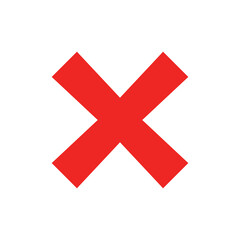 Bold Red X Mark Icon Symbolizing Error, Close, Delete, Cancel, Incorrect, or Stop Action on a White Background