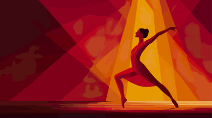 Silhouette of dancer on stage with dramatic lighting