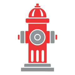 Illustration of a red and gray fire hydrant on a white background.
