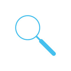 Light Blue Magnifying Glass Outline Icon Vector - Flat Minimalist Search Symbol for Web, UI/UX, and Discovery Concepts