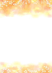 Yellow Watercolor Gradient Background with White Floral Decorations