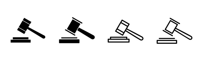 Gavel icon set. judge gavel icon vector. law icon vector. auction hammer