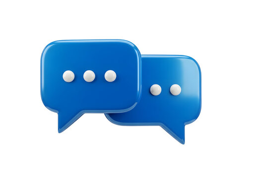 3d blue chat massage notification speech bubble isolated transparent background