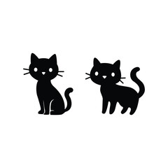 cute black cat silhouette vector design template