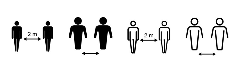 Social distance icon set. social distancing icon. self quarantine sign