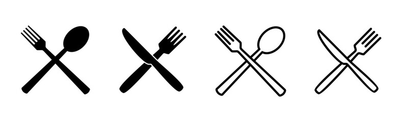 Fototapeta premium spoon and fork icon set. spoon, fork and knife icon vector. restaurant icon