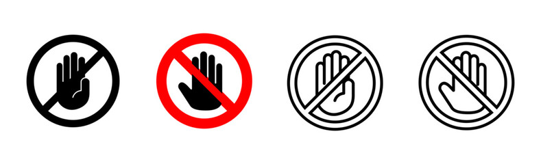 Stop icon set. stop road sign. hand stop icon vector